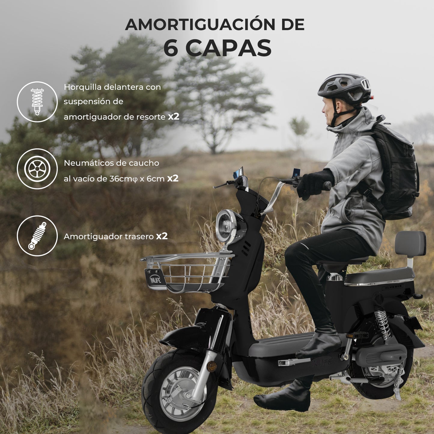 Inlife Bicicleta Eléctrica Motor 400w 20ah 40km/h 70km Dos Asientos