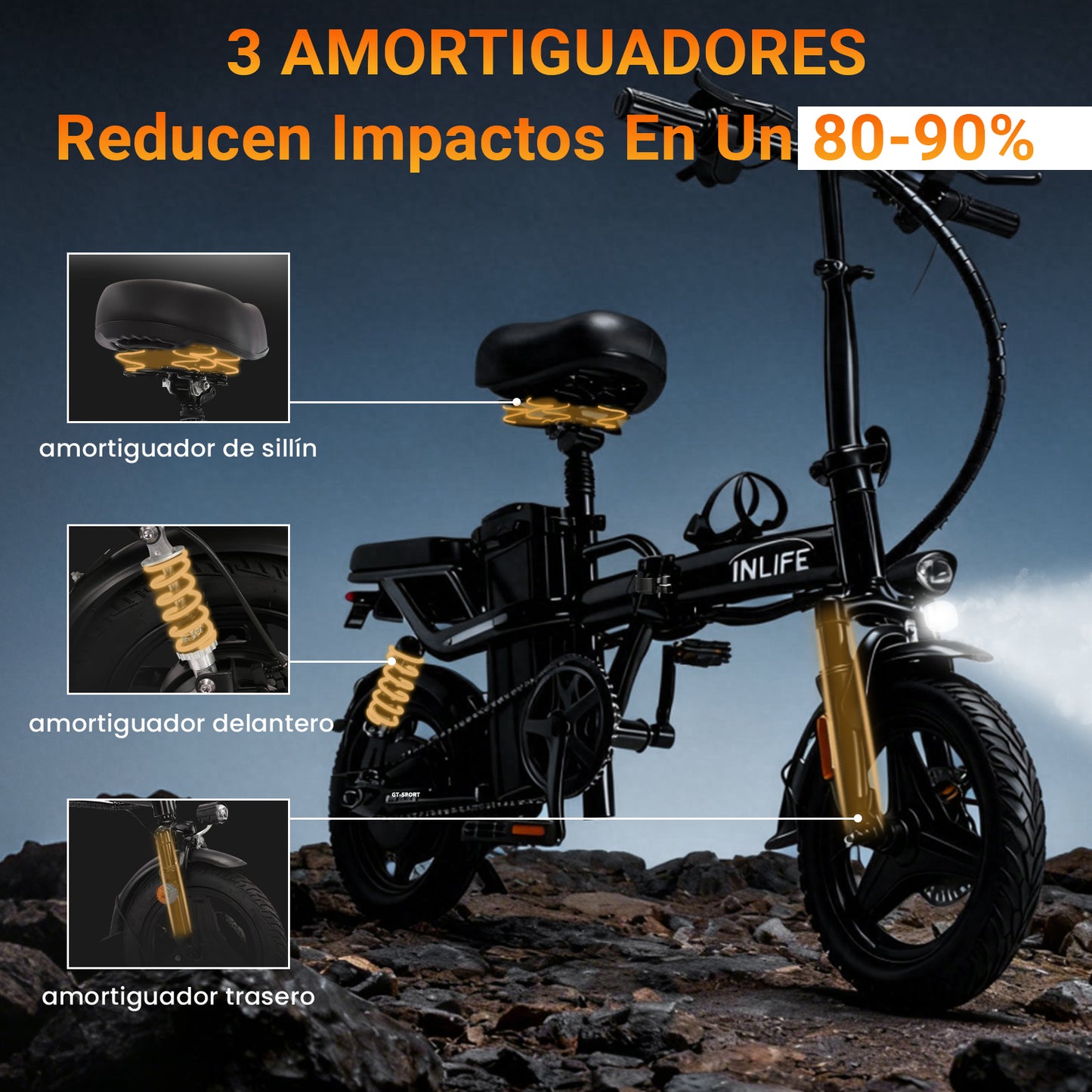 Folding Electric Bicycle with Two Seats 400w 32km/h 40km