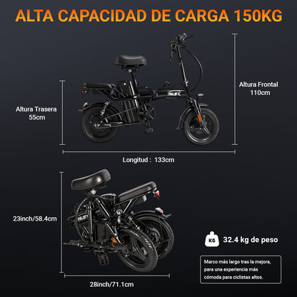 Folding Electric Bicycle with Two Seats 400w 32km/h 40km