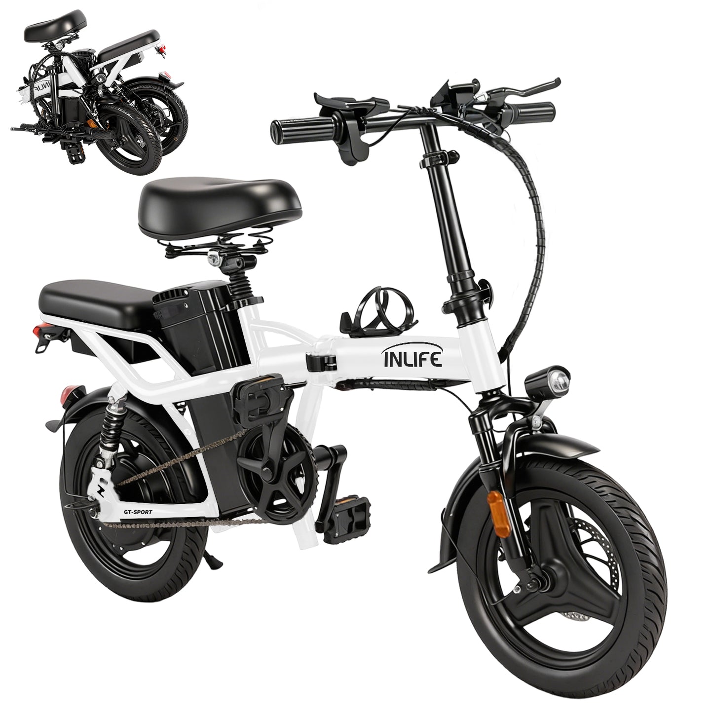 Folding Electric Bicycle with Two Seats 400w 32km/h 40km